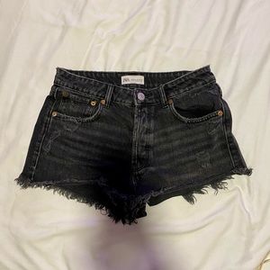 Frayed High Rise Demin Shorts